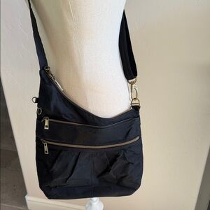 Travelon antitheft signature three compartment black crossbody bag